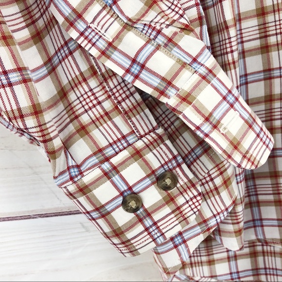 Faconnable Men’s Orange & Blue Plaid Button Down - Picture 4 of 6